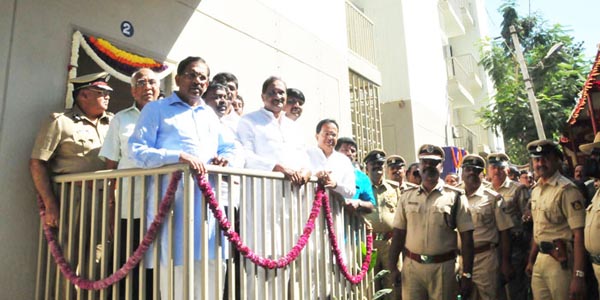 subramananyapura  police quatres ingration  homeminister  parameswara   minister k j george  dg omprkash m las saravan    krishnappa