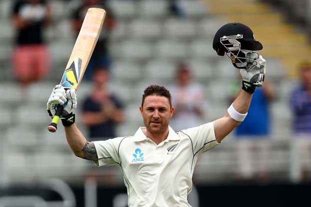 AUCKLAND, NEW ZEALAND - FEBRUARY 07:  Brendon McCullum of New Zealand celebrates his 200 run double century during day two of the First Test match between New Zealand and India at Eden Park on February 7, 2014 in Auckland, New Zealand.  (Photo by Phil Walter/Getty Images)