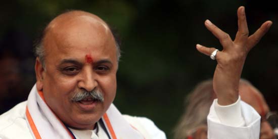 NEW DELHI, INDIA - NOVEMBER 24: VHP Leader Pravin Togadia addressing a press conference on the Liberhan report in New Delhi on Tuesday, November 24, 2009. (Photo by Shekhar Yadav/India Today Group/Getty Images)