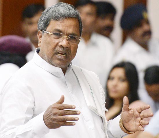 C M Siddaramaiah addressing during the Joint session at Vidhana Soudha in Bangalore on Thursday, January 23, 2014.