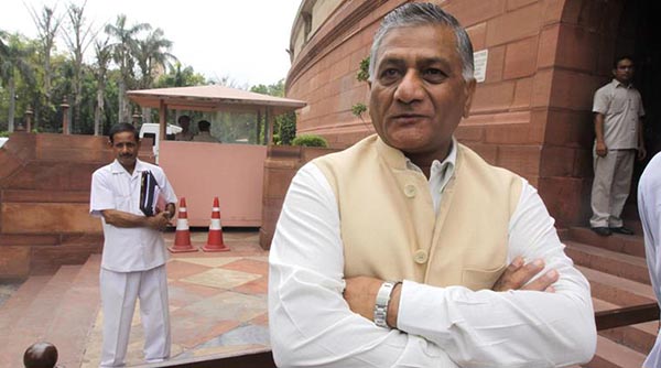 VK Singh  at Parliament House on Thursday. Express Photo by Praveen Jain. 31.07.2014.